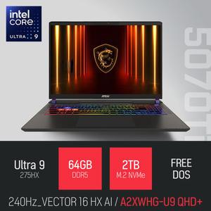ⓒ MSI 벡터 16 HX AI A2XWHG-U9 QHD+ 64GB 2TB / 16인치 포토샵 동영상 편집 캐드 게임 AI 노트북