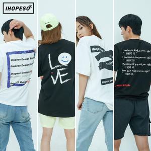 [IHOPESO] 반팔티셔츠 백스퀘어 / 크로스 / 레터링 / 러브 / 스퀘어 / 중앙 / 숄더