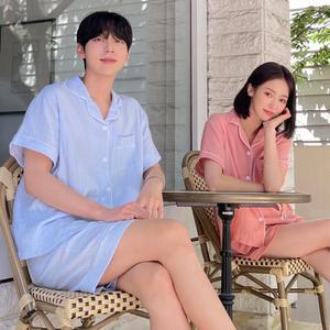 (반팔) 데일리 요루면 반팔 커플 잠옷 파자마 반바지 홈웨어 세트 5컬러