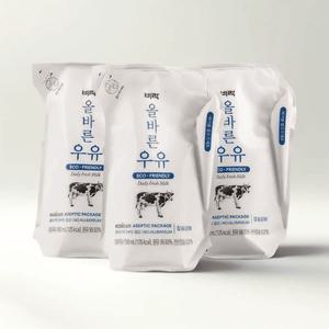 비락우유 멸균 올바른 우유 1A등급 원유 파우치형 180ml x 24팩 국산우유 100%