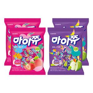 크라운 마이쮸 딸기복숭아, 284g, 2개 + 포도사과, 284g, 2개