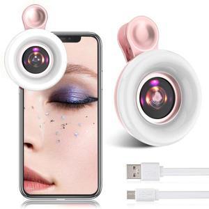 휴대폰 HD 카메라 렌즈, LED 링 플래시 라이트, 스마트폰 셀카 라이브 램프, 필 라이트, 15X 매크로 렌즈
