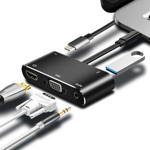 HDMI 젠더 모음 변환 연장 모니터 연결 Nku C 도크 5 인 1 허브 썬더볼트 3 C타입-HD VGA PD 3.5mm 잭 어댑