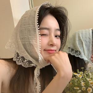 쁘띠 레이스 스카프 헤어 머리 두건 얇은 여름 미니