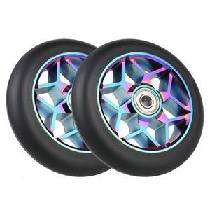 2 Pcs 스쿠터 액세서리 110Mm 스쿠터 바퀴 다채로운 Pu 바퀴 두꺼운 스턴트 자동차 바퀴 베어링