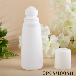 에센셜 오일 향수용 빈 리필 롤 온 병  플라스틱 롤러 병  누출 방지 화장품 용기  100ml  5 개