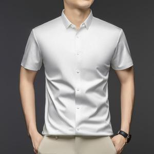 남자남방셔츠 솔리드 반팔 셔츠 여름 노라인 상의 중년 휴 ible2
