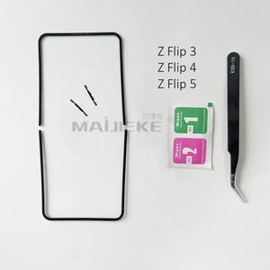 삼성 호환 갤럭시 호환 Z 플립 5 3 4 Flip3 5G LCD 화면 용 1 피스 섀시 프레임 베젤 수리 지원