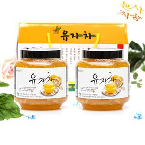 유자차 2병 x 1kg / 고흥 유자청 액 정백당 에덴 햇 유자차