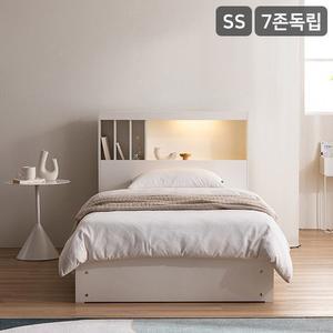 삼익가구 클로드 책장형 LED 4단 수납 침대7존 독립스프링 매트리스-슈퍼싱글