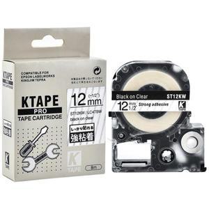 미니 컬러 12mm 검정색 투명 ST12KW 호환 Epson KingJim 라벨 프린터 LC-4TBW 테이프 리본 LW-300 400 용