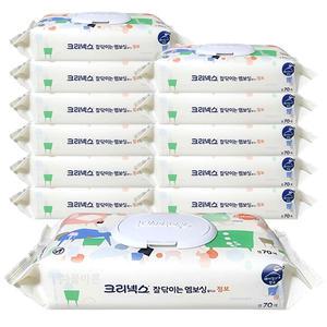 크리넥스 잘닦이는 엠보싱 물티슈 점보 캡형 70Px12팩