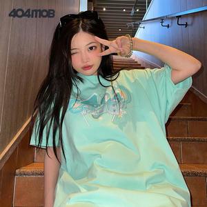 남성 형광 데일리 라운드넥 티셔츠 404MOB힙합패션반팔루즈라운드반팔티셔츠남여민