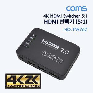 [XBG90861]Coms HDMI 2 0 선택기 5대1 4K60Hz 리모콘