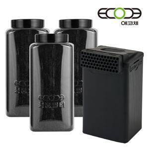 정품 에코체 활성탄 리필 3개 + 하우징필터 1개 ECC-800/ECC-888 전용