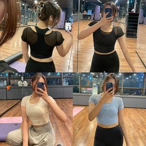 레이어드크롭티 브라탑 반팔 운동복 트레이닝 요가