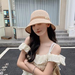 바캉스 여름 라탄 M로고 라인 버킷햇 벙거지