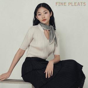 [피네플리츠][FINE PLEATS] 피네 플리츠 차이나 카라 베이직 탑 아이보리