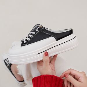(천연소가죽) 티안나는6cm 키높이 속굽 스니커즈 통굽 블로퍼