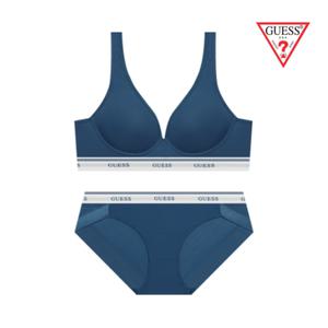 [게스언더웨어](타임스퀘어점패션관)베이직로고 노와이어 액티브브라팬티세트 OCWBRBP693BU