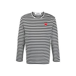 플레이 꼼데가르송 스트라이프 롱슬리브 티셔츠 블랙 화이트 Play Comme des Garcons Striped LS T-Shirt B
