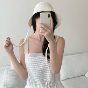 웨이브 스트랩 비치 라탄햇 버킷햇