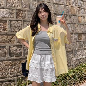 [제작] 로하미 라벨 포인트 루즈핏 반팔 셔츠 81482 빅사이즈 여성의류