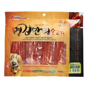 (명견만리) 소고기스테이크 400g강아지간식 반려 애완 동물 개간식 영양 육포 훈련 보상 외출