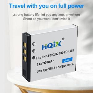 HQIX Fujifilm FinePix XP100 F70EXR F100FD F60FD XF1 X20 카메라 NP-50 듀얼 충전기 배터리