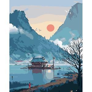 리빙듀오 DIY 쉬운 명화 유화그리기 A 311 어선 마을 풍경 40x50 명화그리기 그림 해바라기
