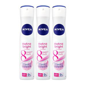 니베아 데오드란트 스프레이 엑스트라 브라이트 200ml 3개