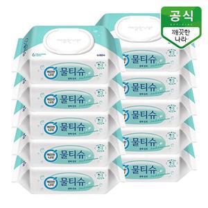 깨끗한나라 물티슈 편백민트 캡형 80매 x 10팩
