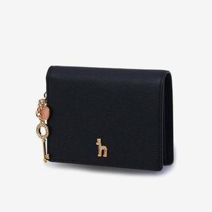 [헤지스](대구신세계)HAZZYS ACC 블랙 가죽 큐빅 퍼피로고 참장식 반지갑 HIWA3F184BK