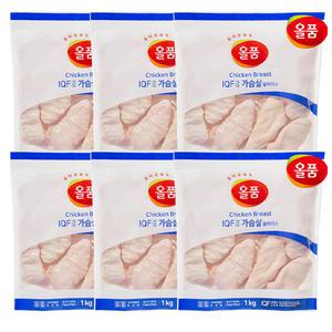 올품 IQF 냉동 닭가슴살 슬라이스 1kg x 6봉