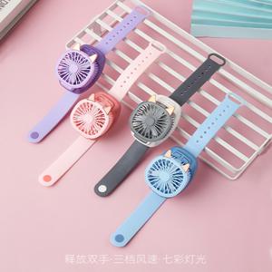 미니 선풍기 손몬시계형 미니캣 LED 라이트 여행