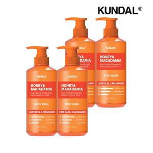 쿤달 허니 앤 마카다미아 퓨어 바디워시 아로마 에디션 라임바질앤만다린 500ml x4개