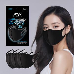 [기타]아리아 연예인 패션 핏 마스크 3매 1개 편의점 빨아쓰는 귀편한 숨쉬기편한 블랙 여름