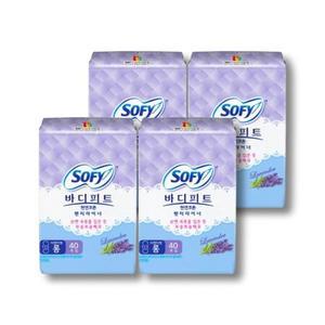 쏘피 바디피트 천연코튼 팬티라이너 라벤더향 40P 4팩 [롱사이즈]