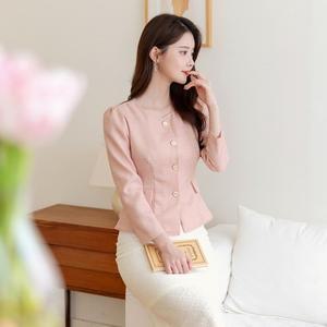 아벨리 트위드 핀턱 소매 페플럼 블라우스 빅사이즈 오피스룩 하객룩
