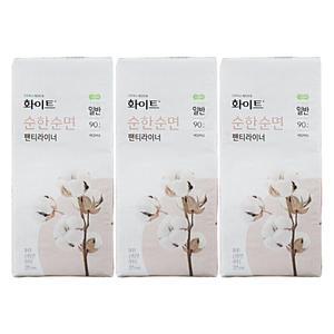 화이트 순한순면 팬티라이너 일반 90개입 3개 생리대