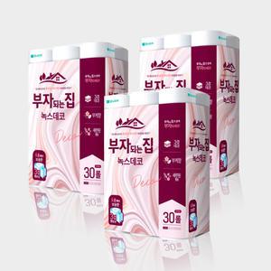 모나리자 부자되는집 녹스데코 3겹 30m 30롤 x 3팩 화장지 휴지 두루마리_H