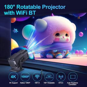 빔프로젝터 420Ansi Hy320 듀얼 밴드 Wifi6 Bt5.0 극장, 4K 네이티브 1080P, 안드로이드 11 프로젝터, 야외 휴대용 업그레이드 버전
