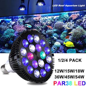 E27 LED 수족관 전구 12W-54W 풀 스펙트럼 어항 램프 PAR38 스팟 바닷물 탱크 산호초 식물 성장 LED 조명 D