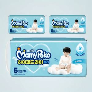 마미포코 하이퍼드라이 기저귀 팬티형 기저귀 남아용 5단계 102매