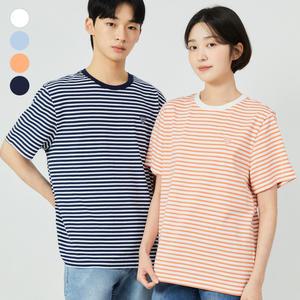 [ON] 유니 세미오버핏 싱글 스트라이프 반팔티 NP2KE403