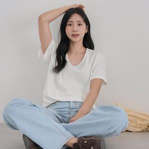 [공구우먼] [제작] 컬러데이즈 루즈핏 브이넥 티셔츠 80879 빅사이즈여성의류