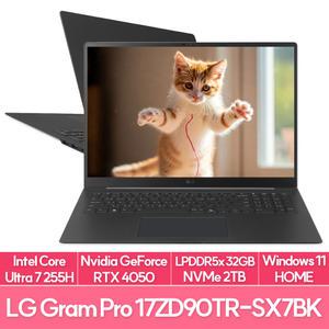 LG전자 그램 프로17 17ZD90TR-SX7BK 인텔 울트라7 램32G NVMe2TB교체 WIN11 대학생 노트북 추천 EU