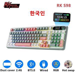 RK ROYAL KLUDGE S98 한국어 기계식 키보드 상단 장착 TFT 스크린 98키 RGB BT5.0/2.4G/USB-C 무선 게이머