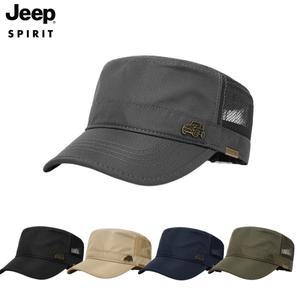 JEEP 지프 모자 여름용 남성용 플랫탑 통기성 메쉬 모자 캐주얼 군모