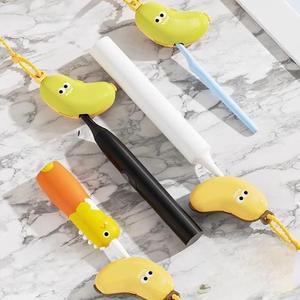 1+1 여행 휴대용 바나나 미니칫솔캡키링 칫솔 치약 보관함 칫솔 케이스 세트 TT122